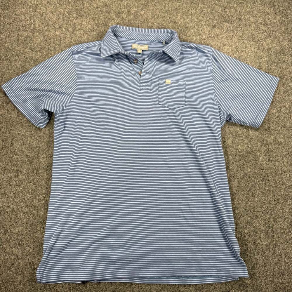 Fish Hippie Co. Blue Striped Polo Collection Shirt Men's XL Pocket